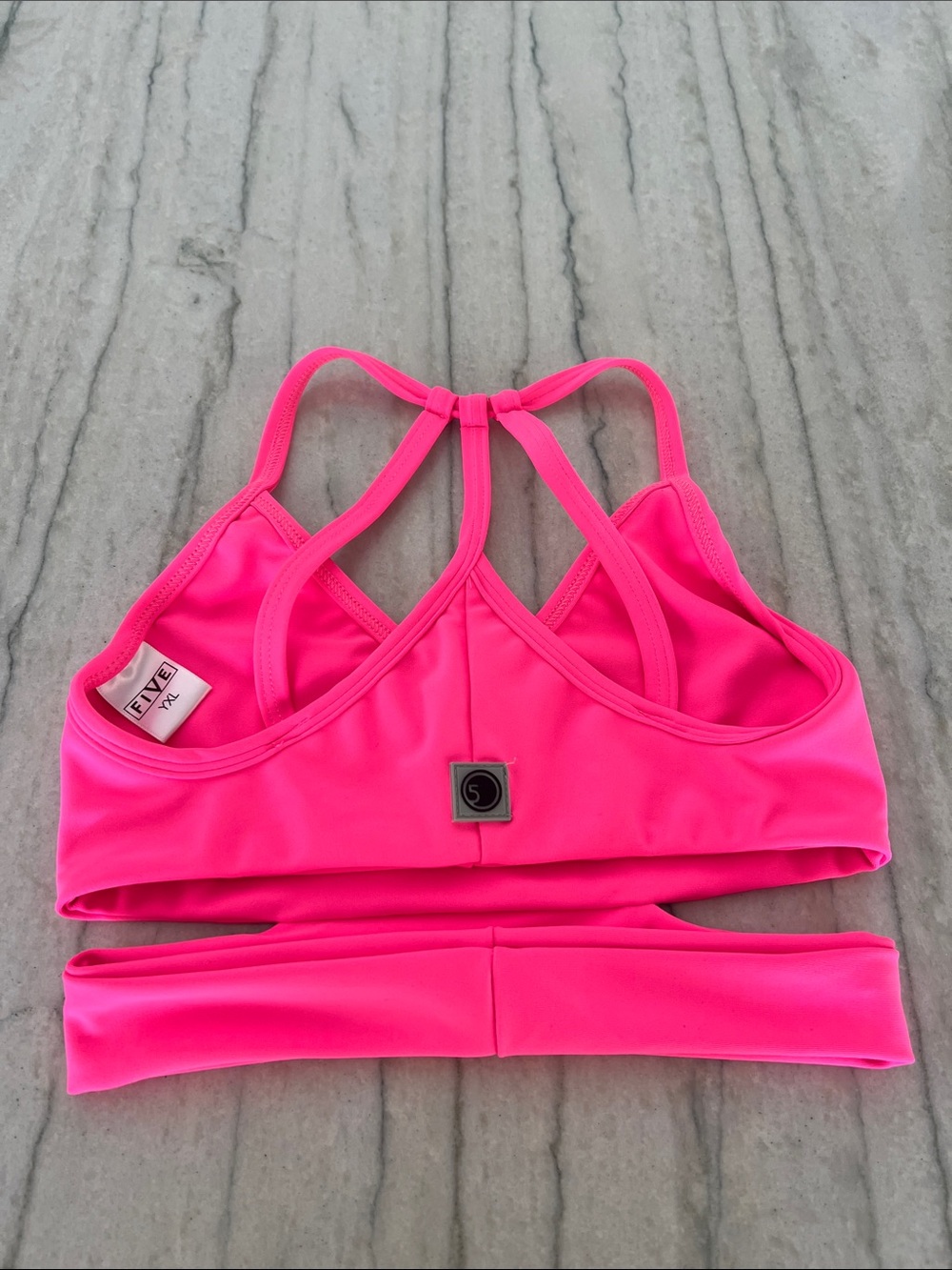 Five Active Pink Strappy Sports Bra - Neon Pinksize youth XL